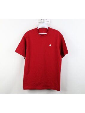 Vintage Y2K Mens Medium Employee Issued Apple Inc Company T-Shirt Red Cotton USA